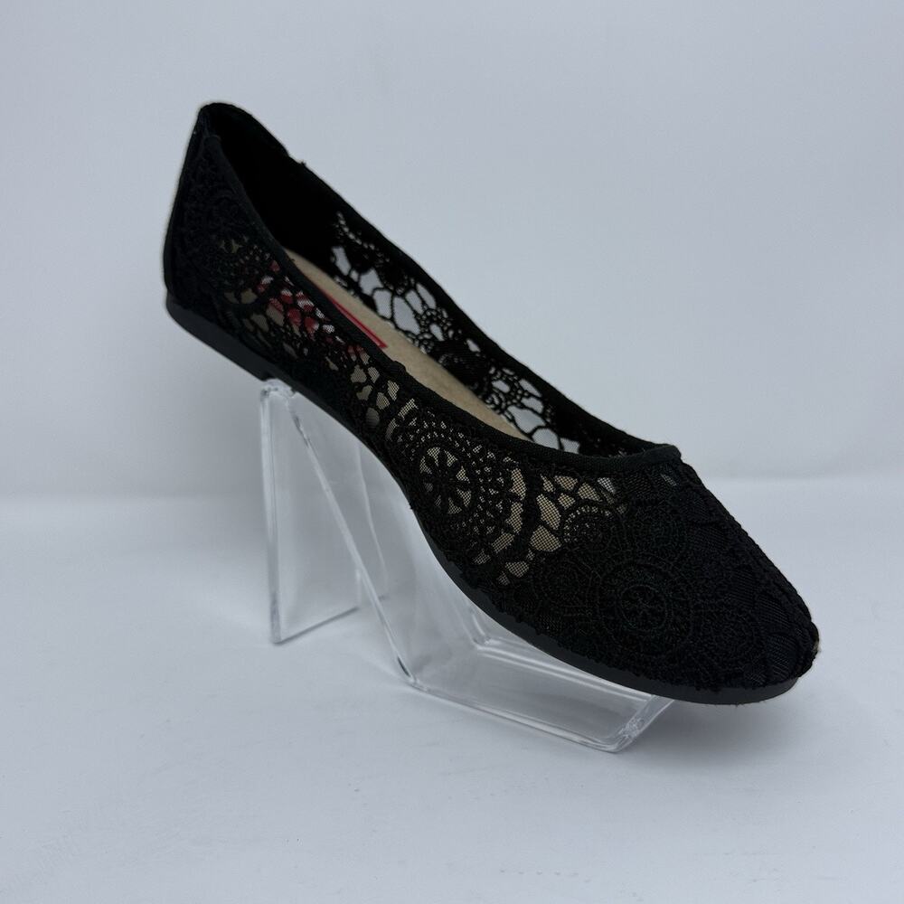 POP Maybel Women’s 7 M Black Lace Ballet Flats Memory Foam Slip On Shoes